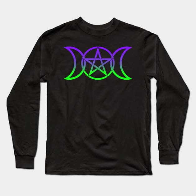 Triple Moon Goddess Long Sleeve T-Shirt by RavenWake